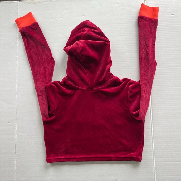 Fila Women's Antonella Crop Velour Hoodie (Tibetan Red/Cherry Tomato, Small) - Picture 9 of 9